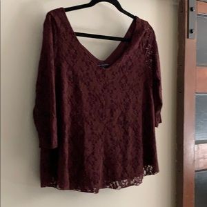 American Eagle lace top blouse - burgundy size M
